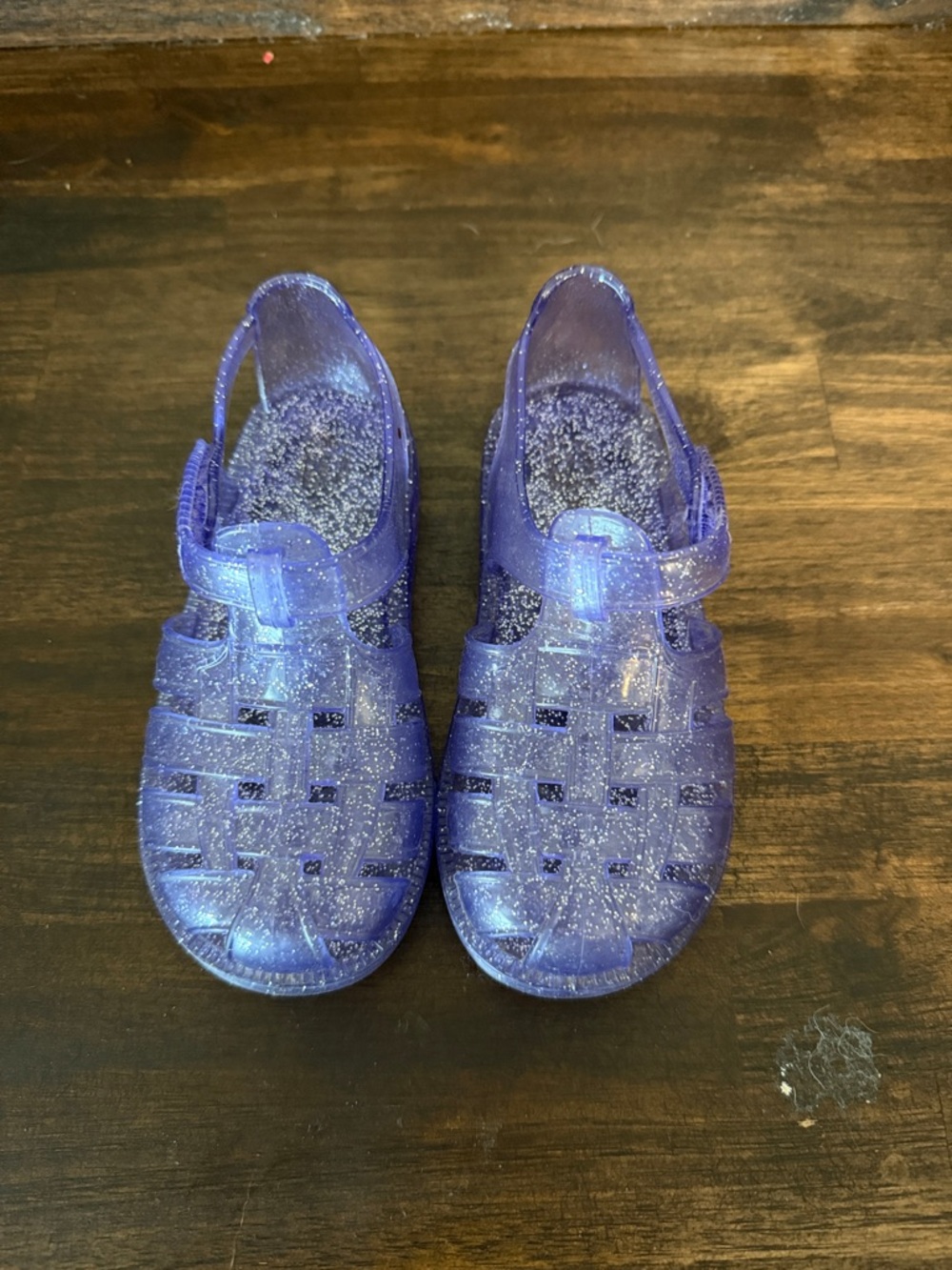 GAP Purple Glitter Jelly Sandals with Hook-and-Loop Strap